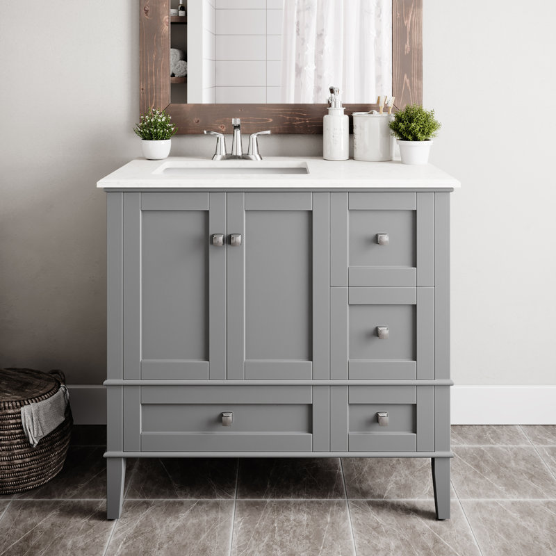 Winston Porter Grassmere Right Offset 37" Single Bathroom Vanity Set